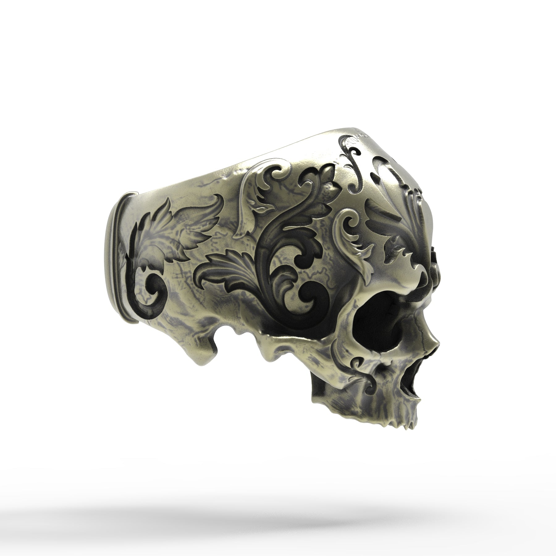 Gold Plated Baroque Skull Ring