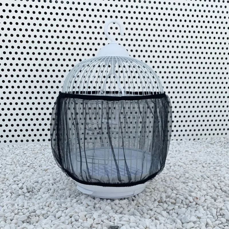 Bird Cage Food Catcher Nylon Mesh Net Cover Stretch Shell Skirt Cage