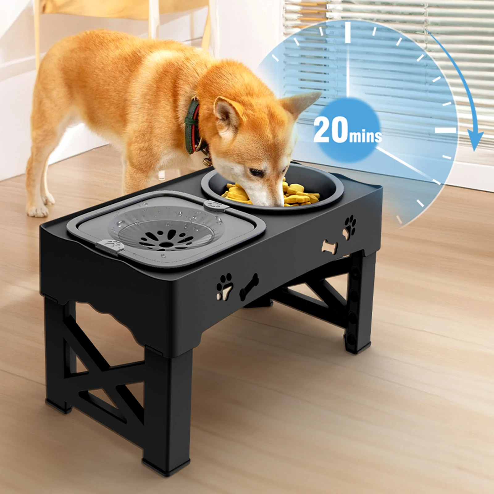 Adjustable Raised Pet Dog Slow Feeder