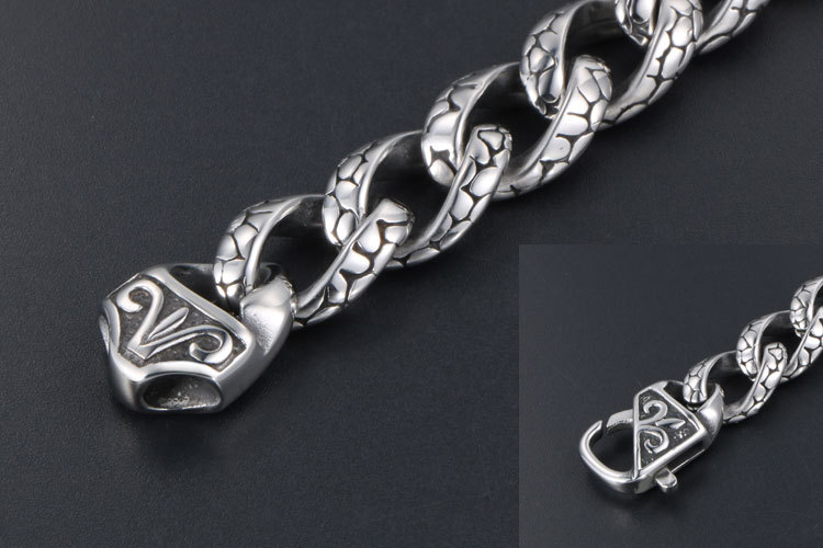 925 Silver Vintage Hip Hop Leopard Bracelet