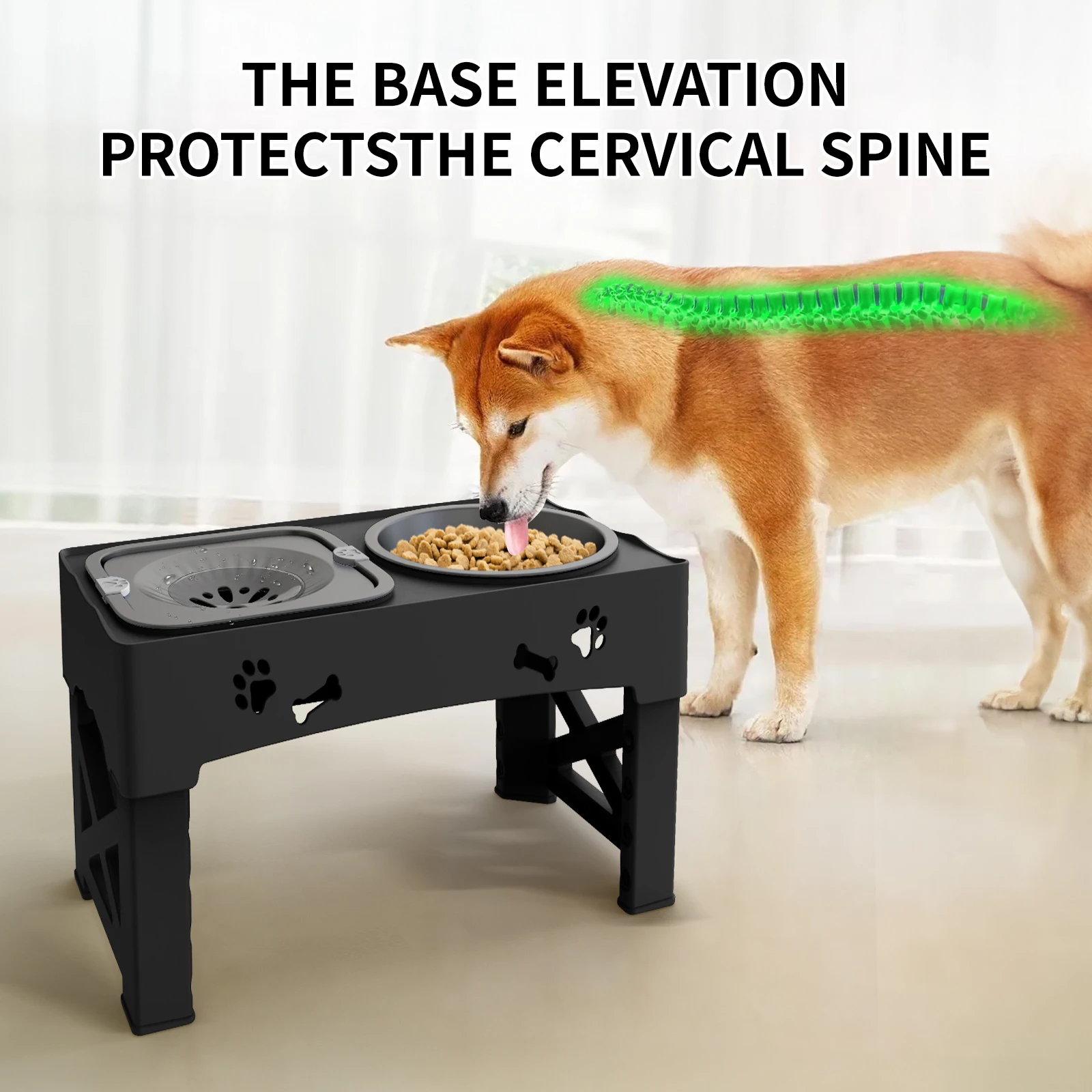Adjustable Raised Pet Dog Slow Feeder