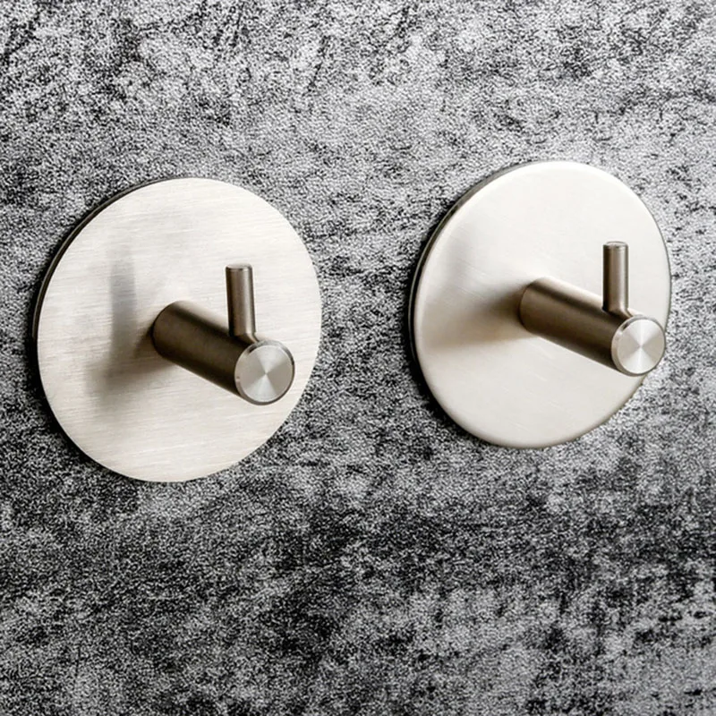 4 Pack Of Self Adhesive Max 8kg Round Rail Tea Holders, Stick-up Stainless Steel Door Command Hooks