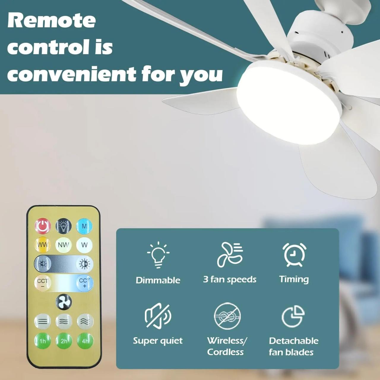 Bright Cool Ceiling Socket Fan & Light With Remote