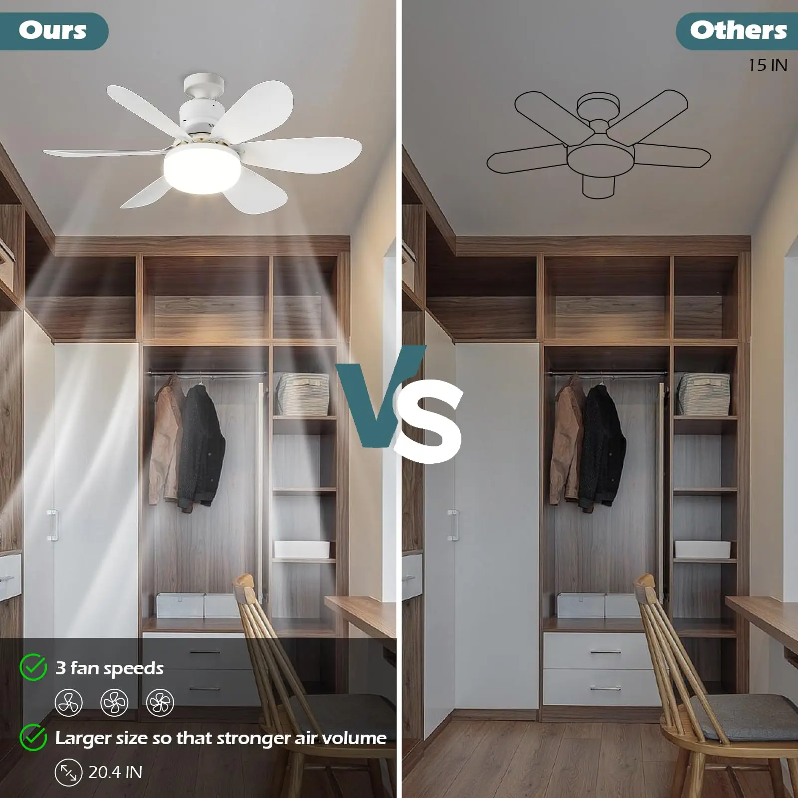 Bright Cool Ceiling Socket Fan & Light With Remote