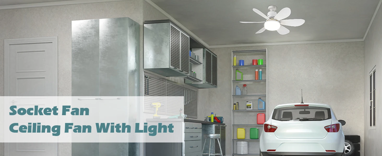 Bright Cool Ceiling Socket Fan & Light With Remote