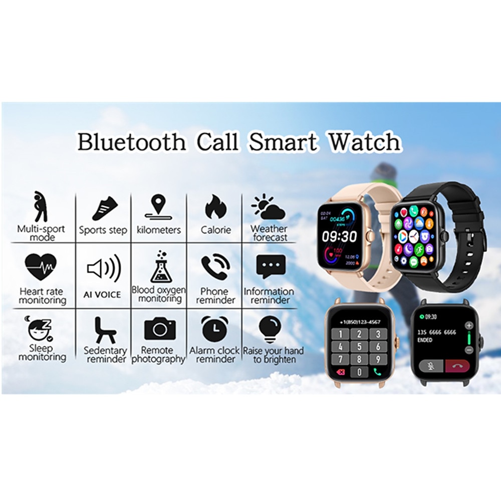 Bluetooth Answer Call Ip67 Waterproof Heart Rate Sleep Tracking Ai Voice Control