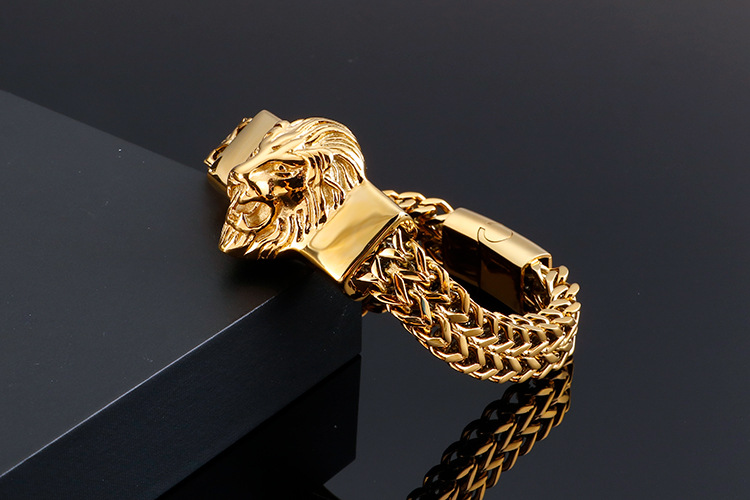 925 Silver Vintage Lion Head Titanium Bracelet