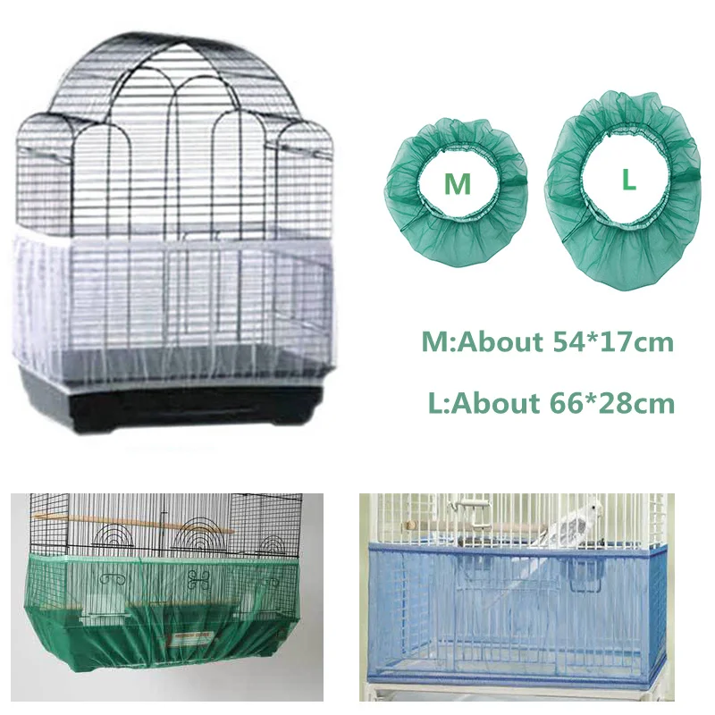 Bird Cage Food Catcher Nylon Mesh Net Cover Stretch Shell Skirt Cage