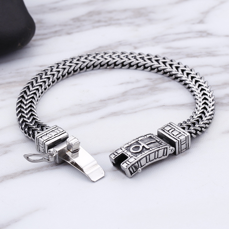 925 Silver European And American Retro Punk Double Chain Bracelet
