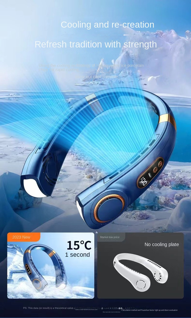 Digital Display Wearable Neck Fan