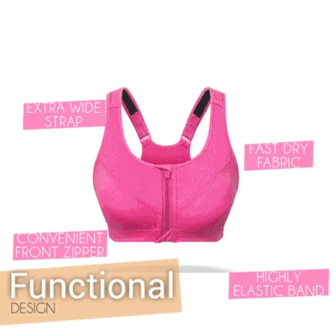 Last Day 49% Off – Wireless Supportive Adjustable Zip Front Sports Bra