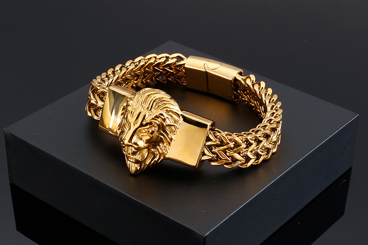 925 Silver Vintage Lion Head Titanium Bracelet