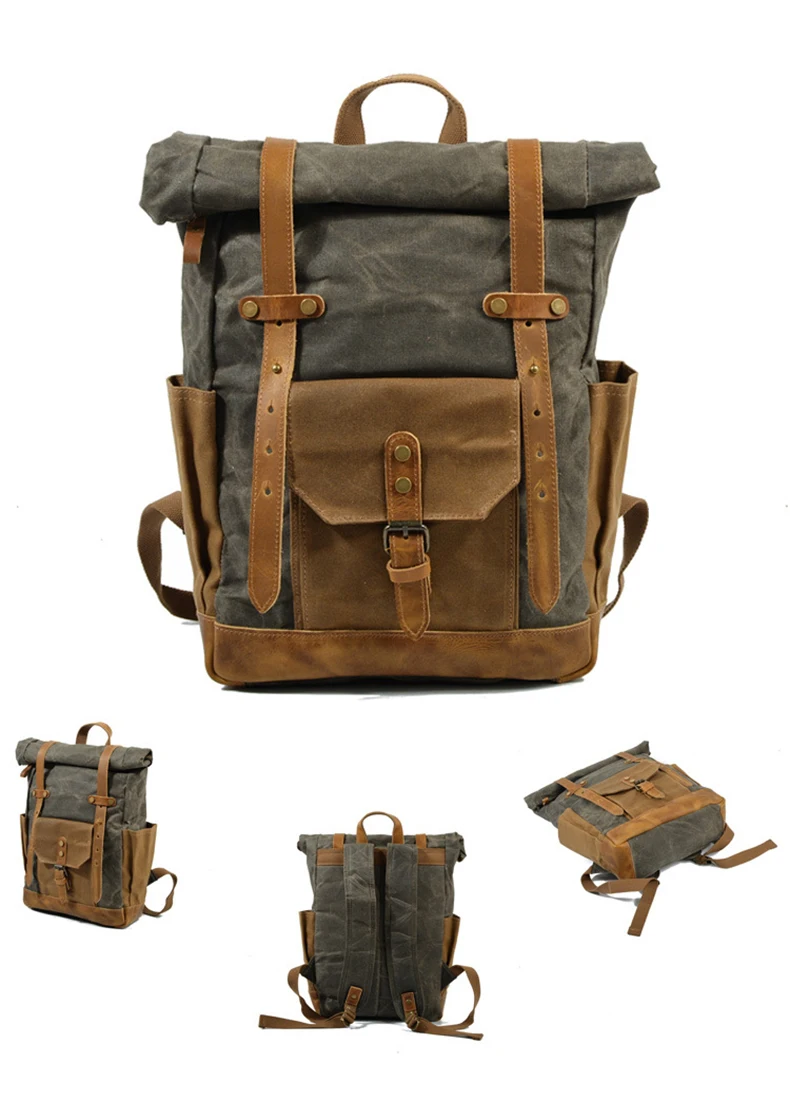 Backpack Roll-top - Canvas Leather