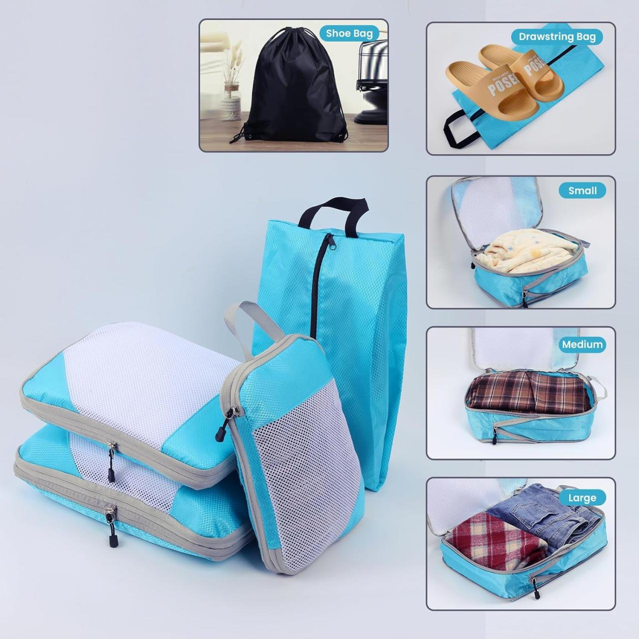Expandable & Compression Packing Cubes – 6x Pcs