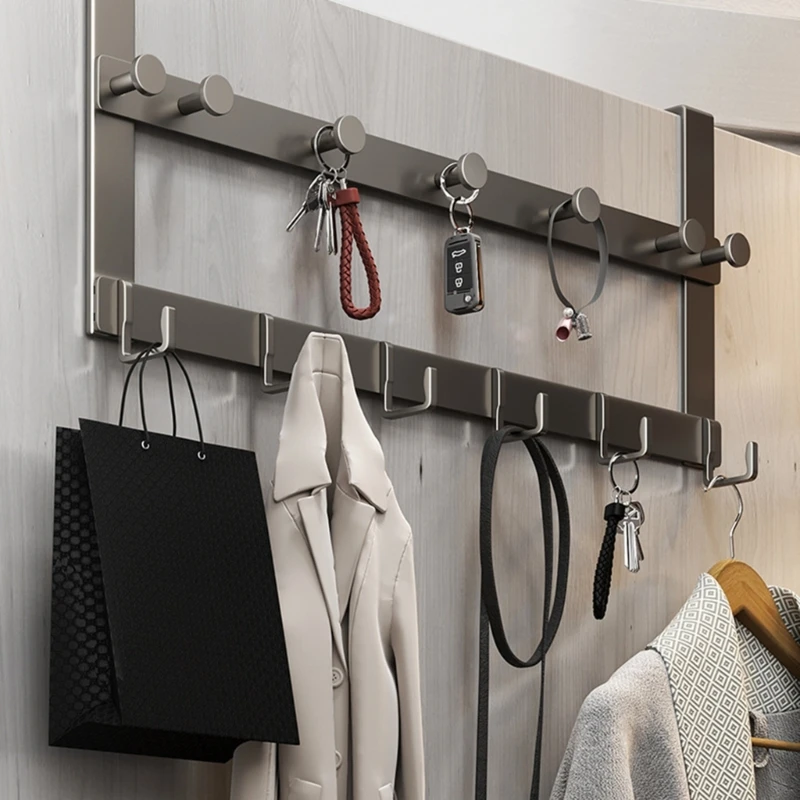 Bathroom Over The Door Hooks Coat Hanging Rack 13 Hooks Punch-free Bag Hanger