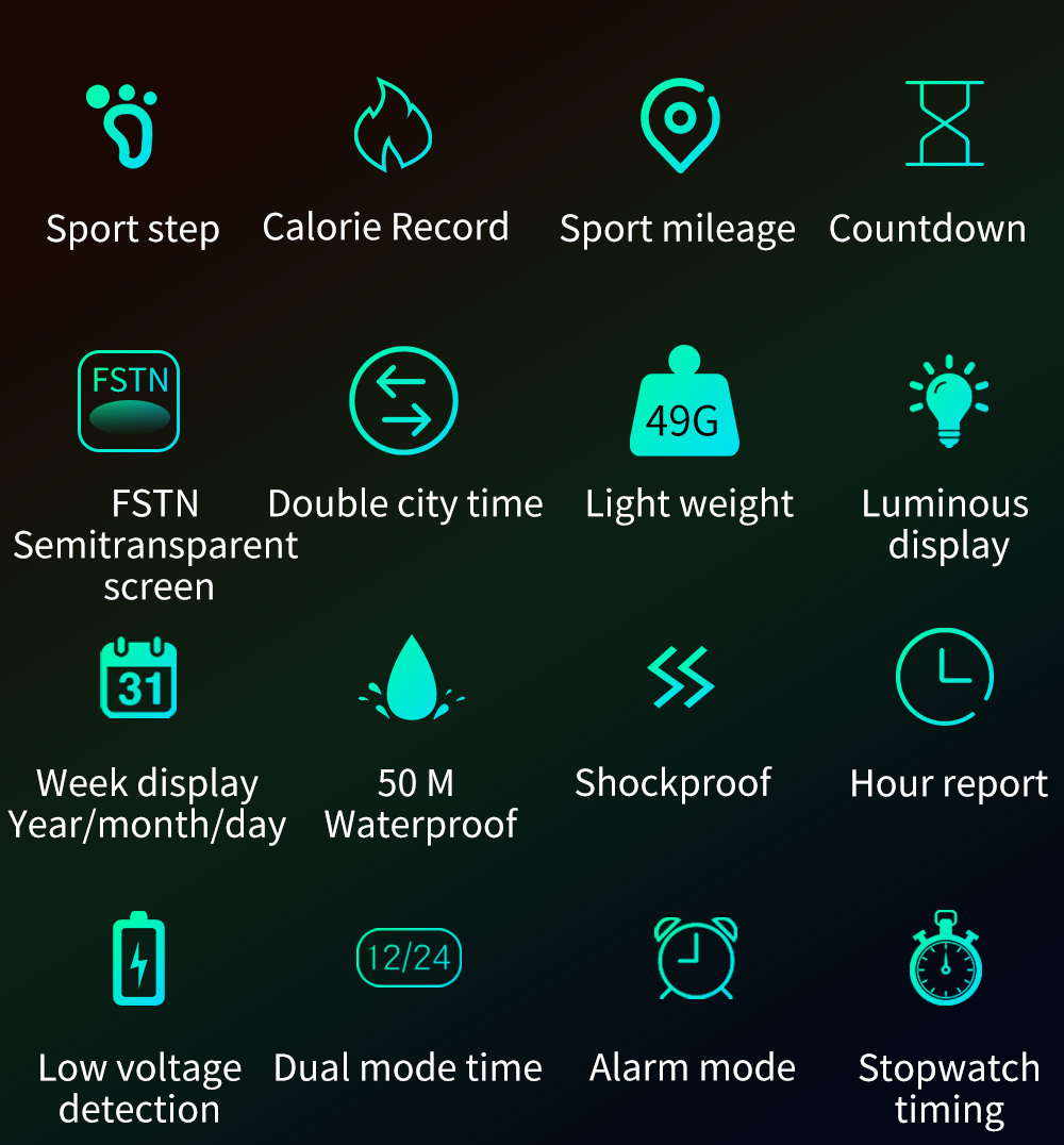 Waterproof Military Pedometer Digital Watch