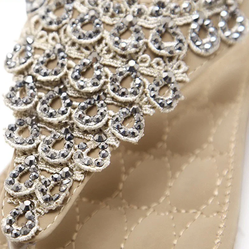 Bohemian™ Style Shiny Rhinestone Soft Sole Sandals For Women
