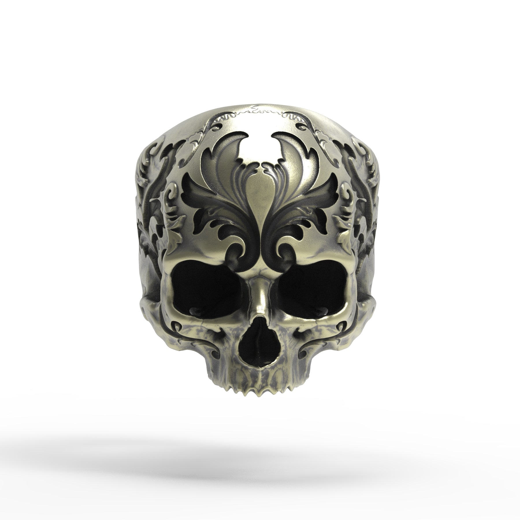 Gold Plated Baroque Skull Ring