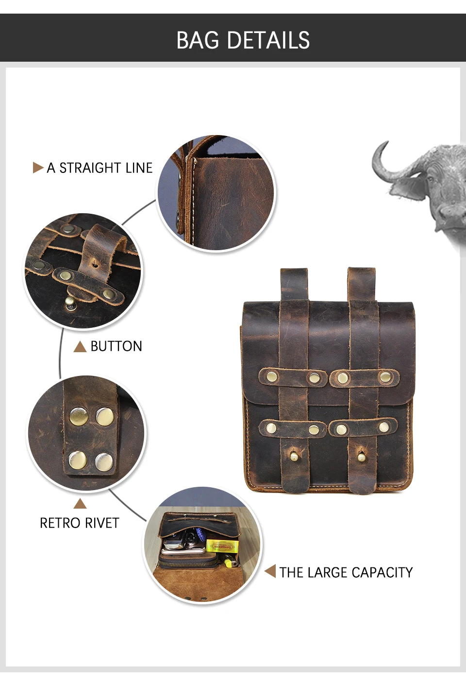 Waldorf Buffalo Leather Belt Bag