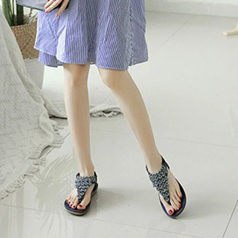 Bohemian™ Style Shiny Rhinestone Soft Sole Sandals For Women