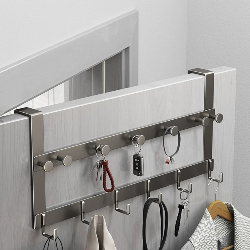 Bathroom Over The Door Hooks Coat Hanging Rack 13 Hooks Punch-free Bag Hanger