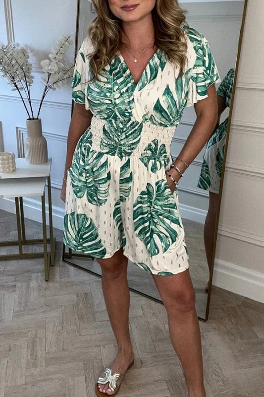 Casual Jumpsuit With Floral Polka Dot Pockets