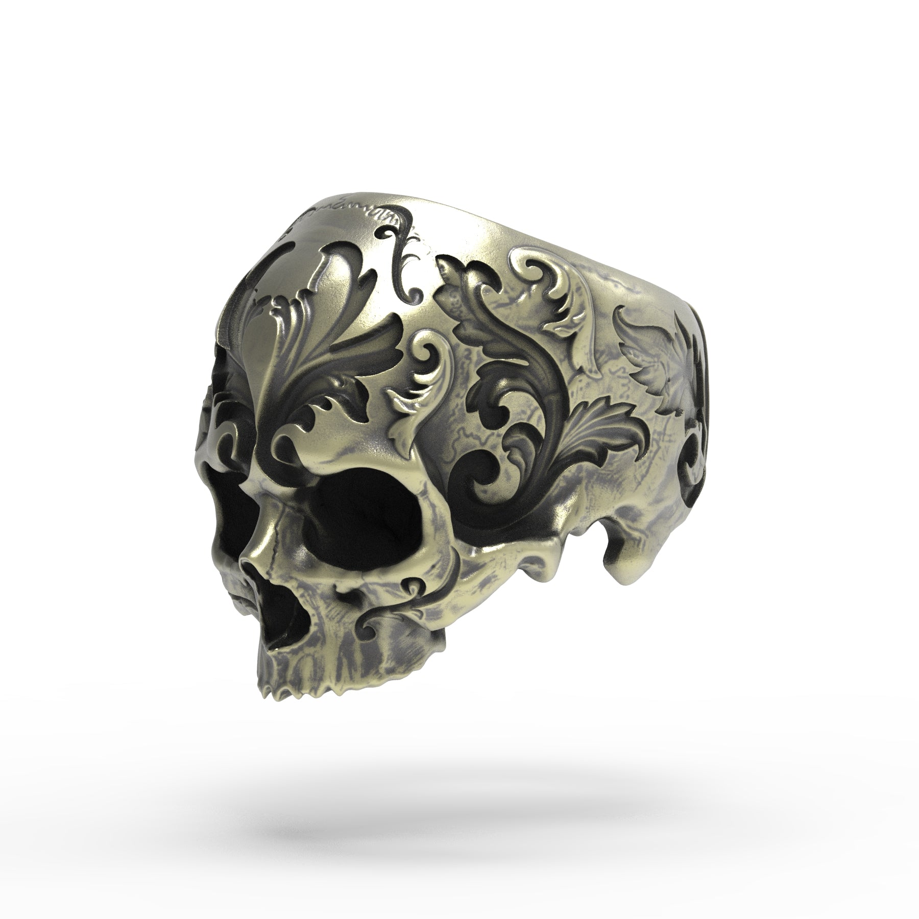 Gold Plated Baroque Skull Ring