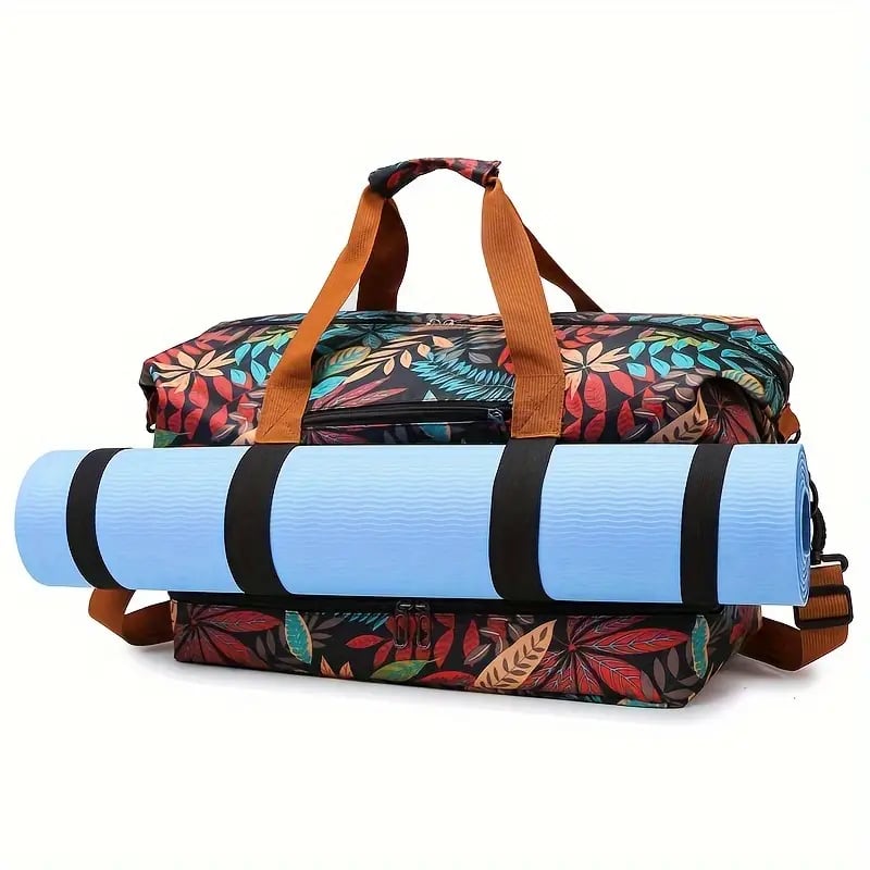 Dry Wet Separation,large Capacity Colorful Leaf Travel Bag With Shoulder Strap