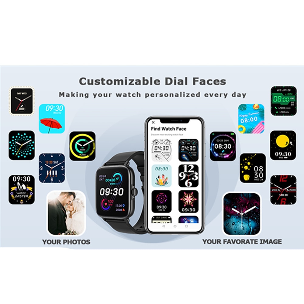 Bluetooth Answer Call Ip67 Waterproof Heart Rate Sleep Tracking Ai Voice Control