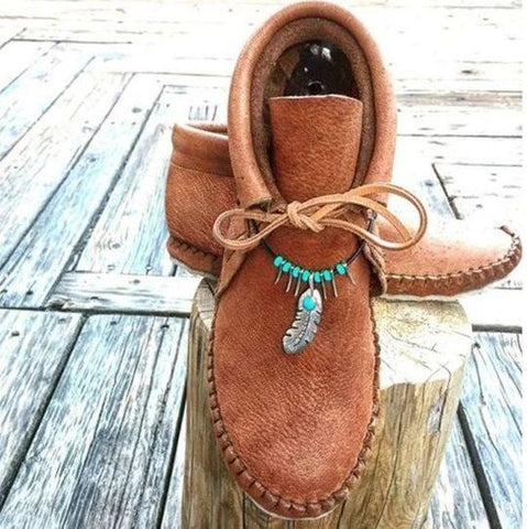 Cowhide Leather Pgs™ Cowhide Leather Flat Heel Boots