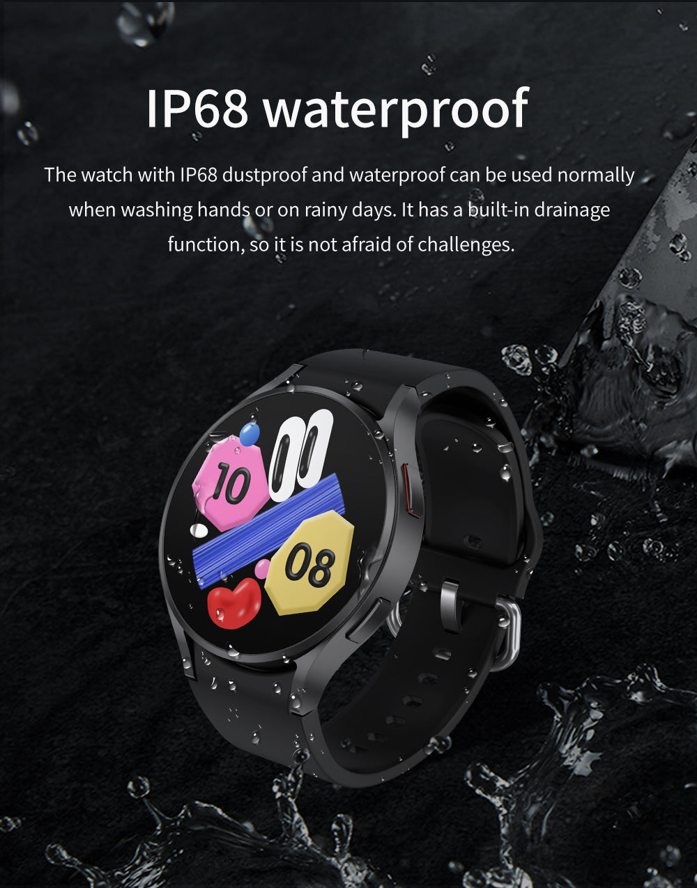 Blood Pressure Blood Oxygen Blood Sugar Monitoring, Voice Call Health Waterproof Smartwatch