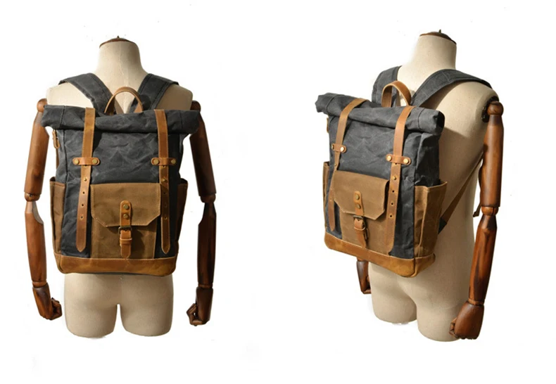 Backpack Roll-top - Canvas Leather