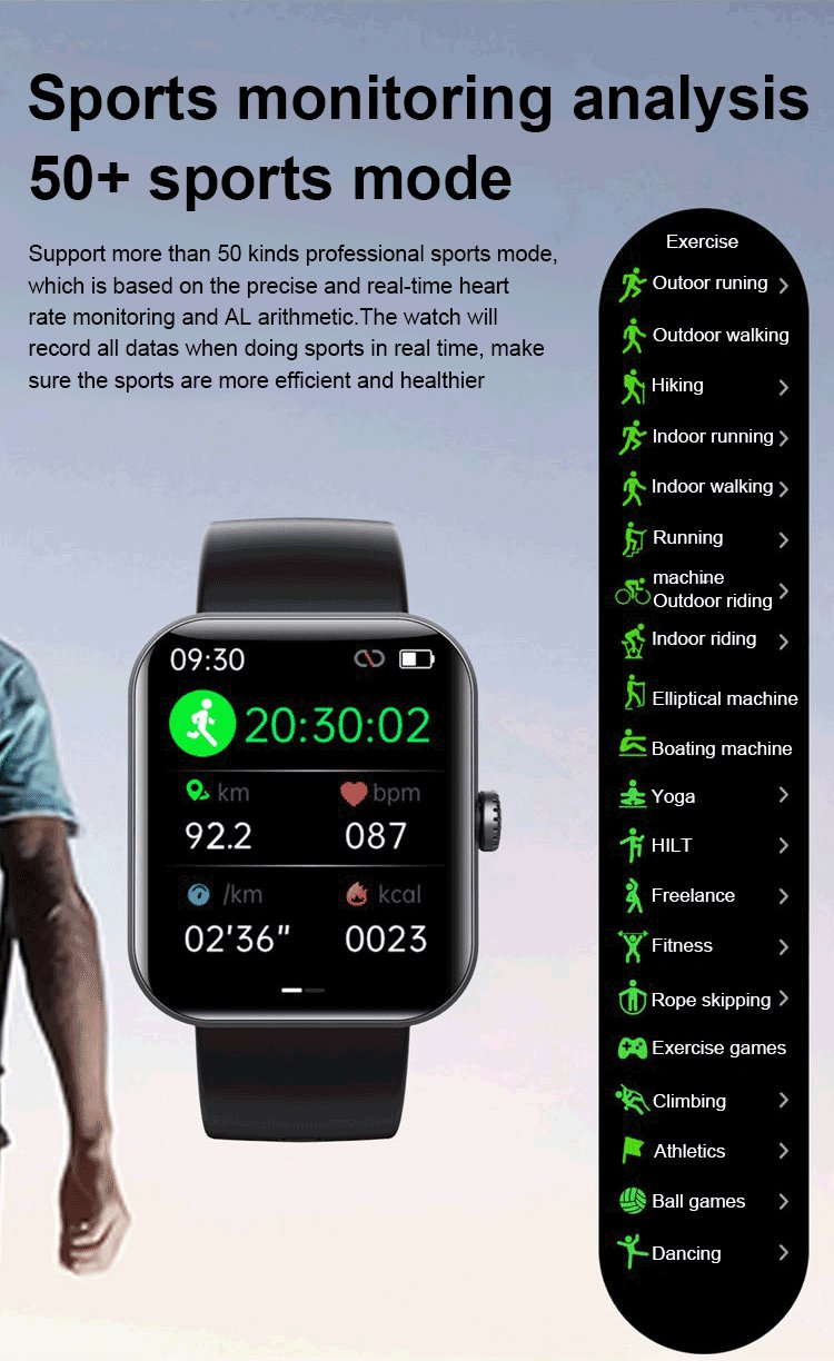 Chic All Day Monitoring Of Heart Rate,blood Sugar, And Blood Pressure Bluetooth Fashion Smartwatch
