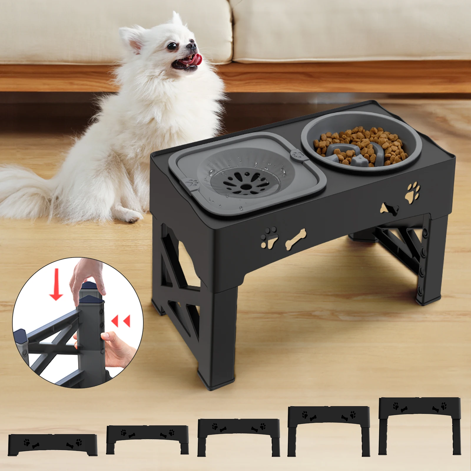 Adjustable Raised Pet Dog Slow Feeder