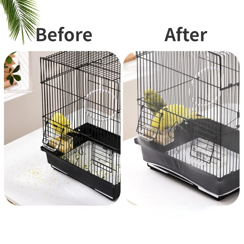 Bird Cage Food Catcher Nylon Mesh Net Cover Stretch Shell Skirt Cage