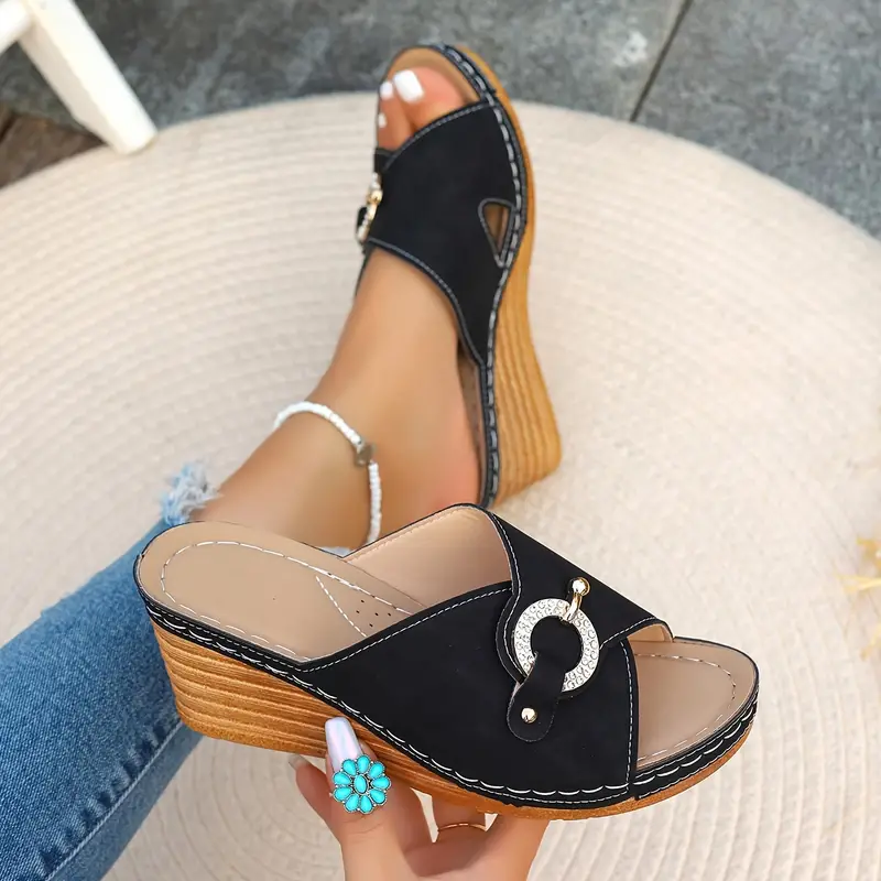 Chic Slip-on Platform Wedge Sandals For Women