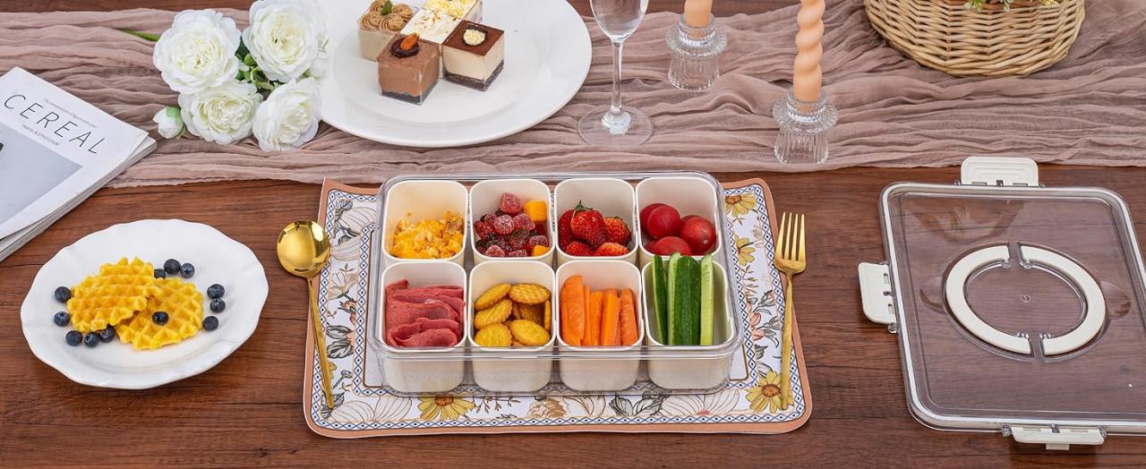 8 Compartments Divided Serving Tray With Handle