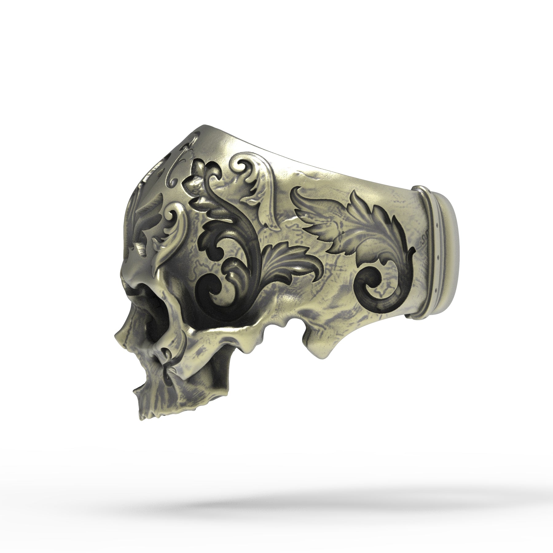Gold Plated Baroque Skull Ring