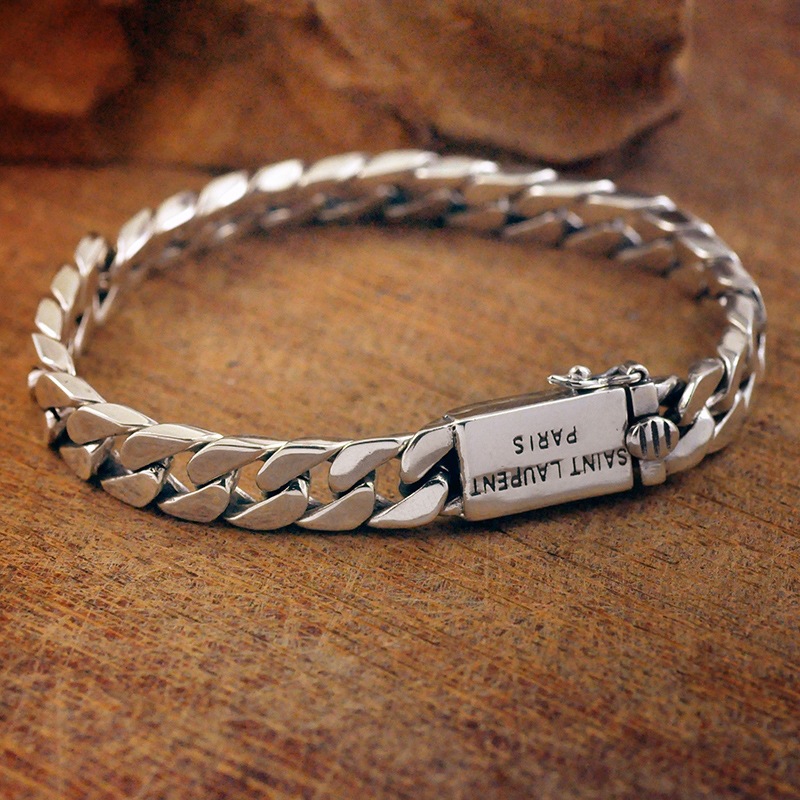 925 Silver Braided Cuban Pin Coupler Whip Bracelet