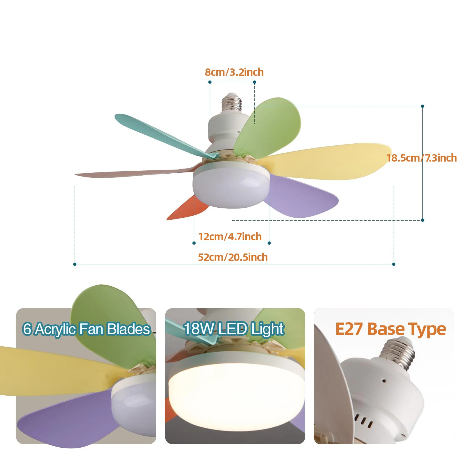 Bright Cool Ceiling Socket Fan & Light With Remote