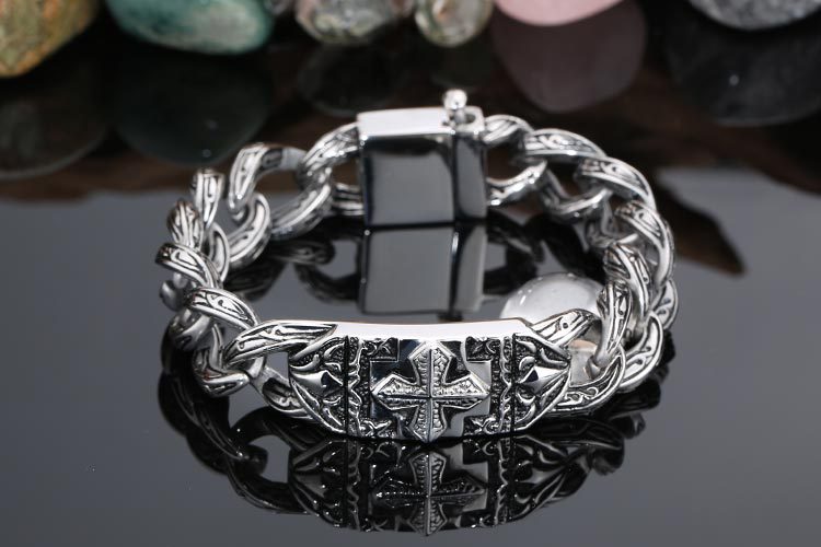 925 Sliver Vintage Cross Thread Bracelet