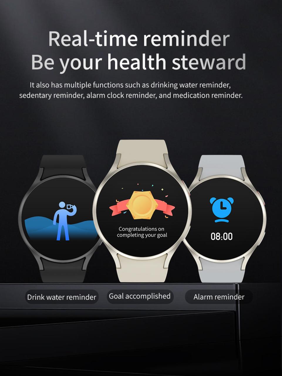 Blood Pressure Blood Oxygen Blood Sugar Monitoring, Voice Call Health Waterproof Smartwatch