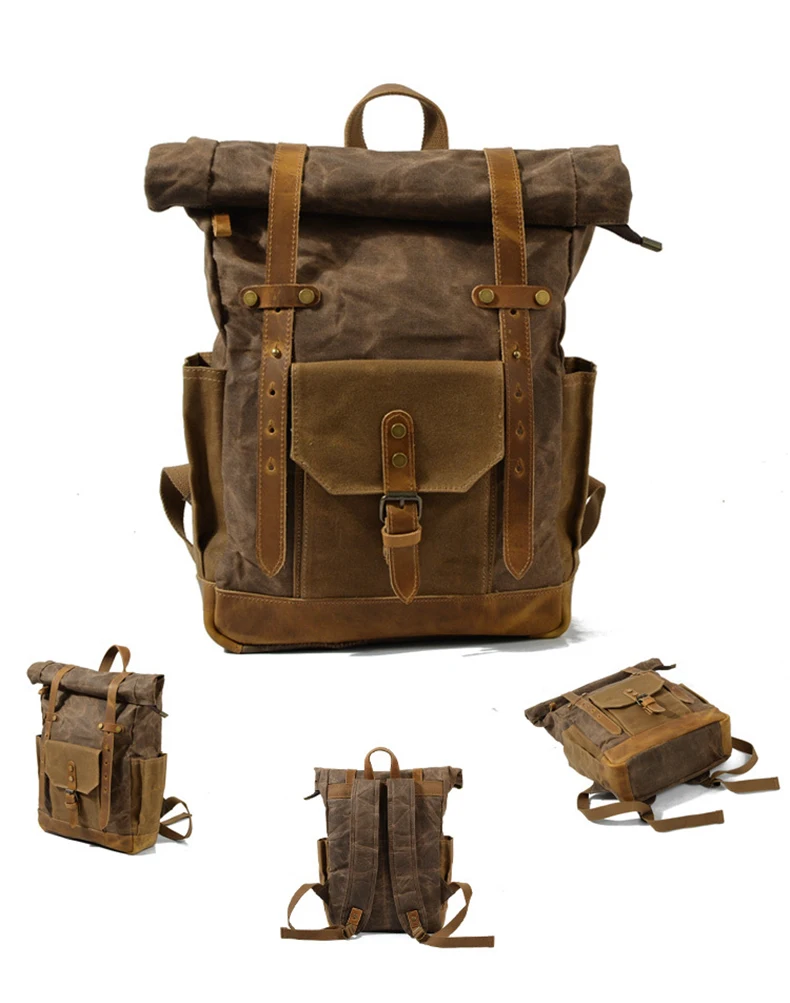 Backpack Roll-top - Canvas Leather