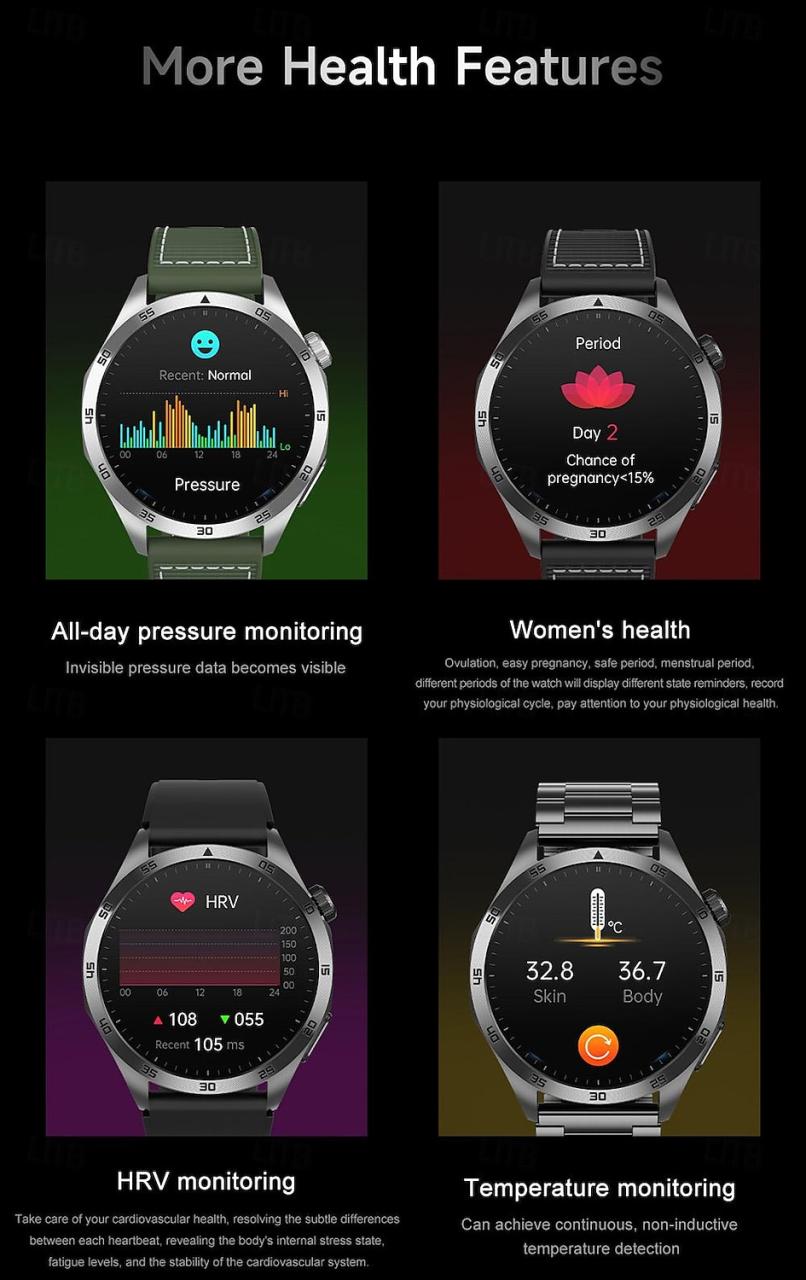 2024 New Blood Glucose Smart Watch Ecg Monitoring Blood Pressure Body Temperature Smartwatch