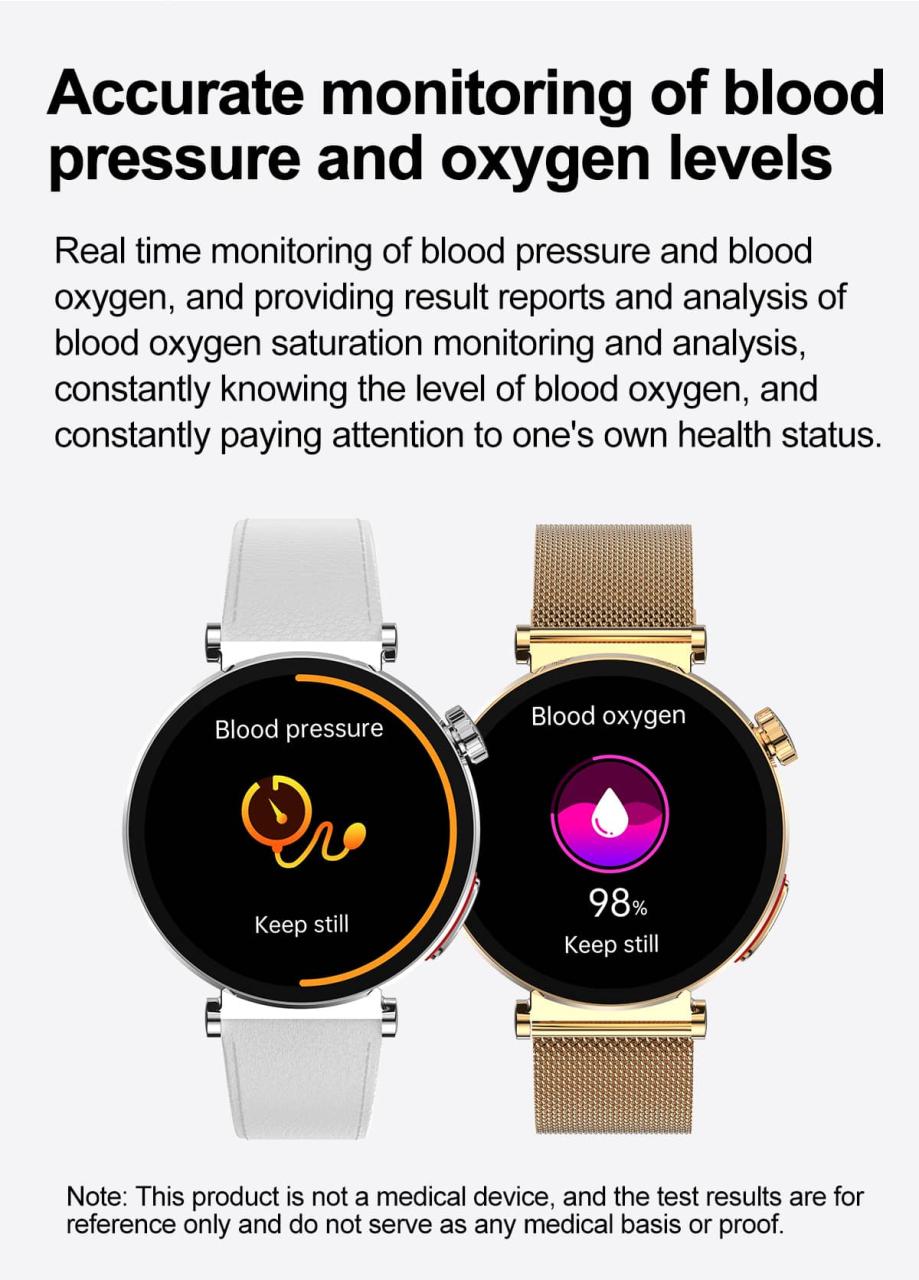 Blood Sugar Blood Pressure Blood Oxygen Monitoring Women‘s Smart Watch