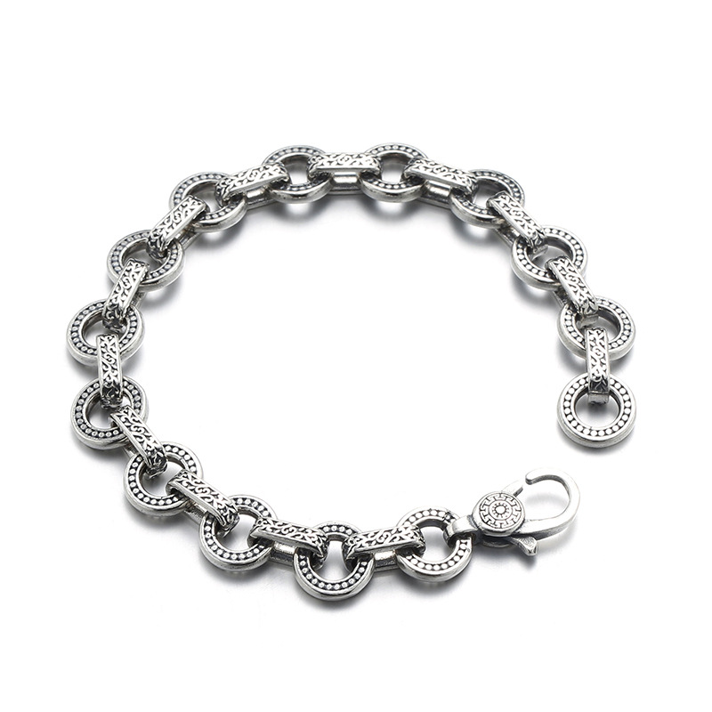S925 Mens Round Lock Bracelet
