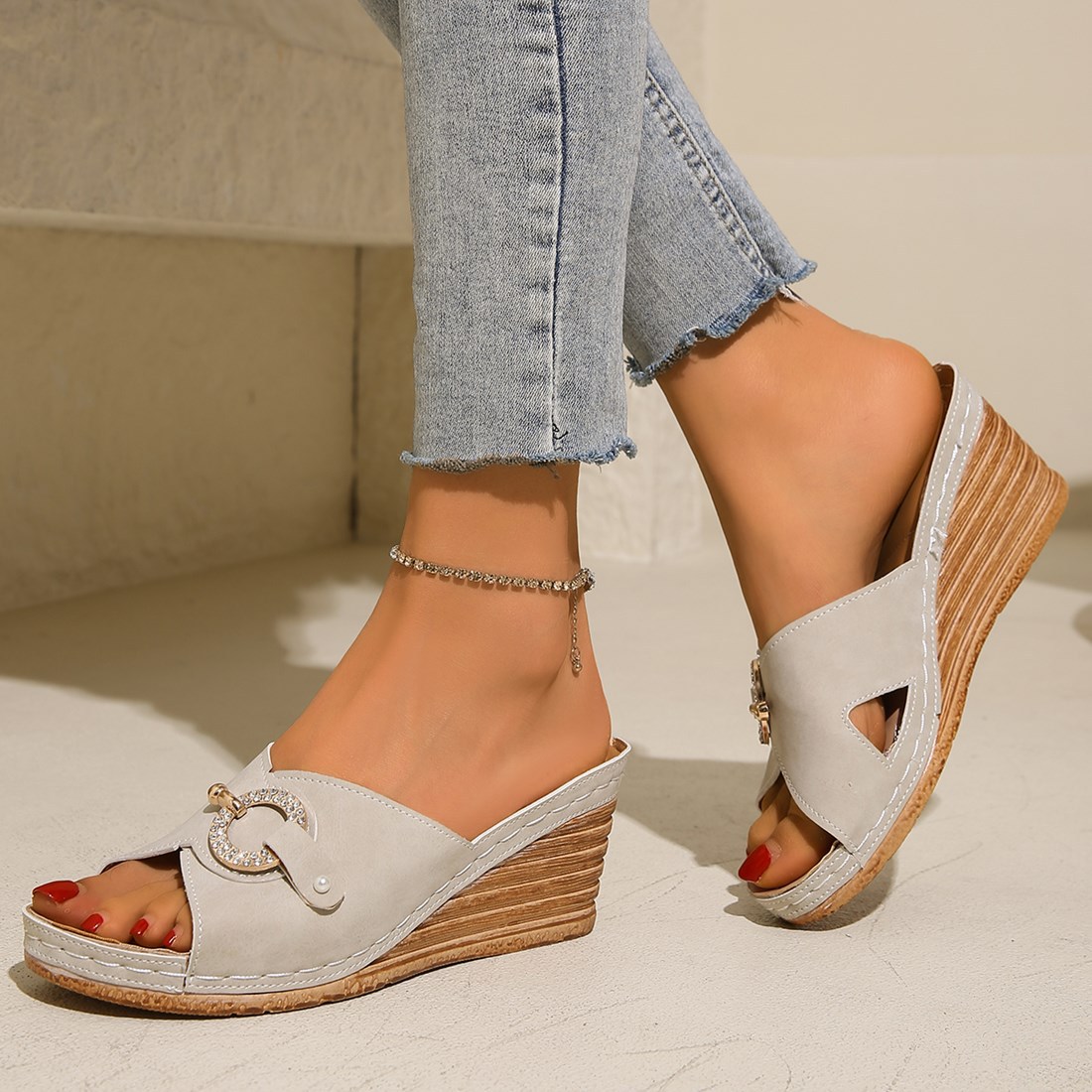 Chic Slip-on Platform Wedge Sandals For Women