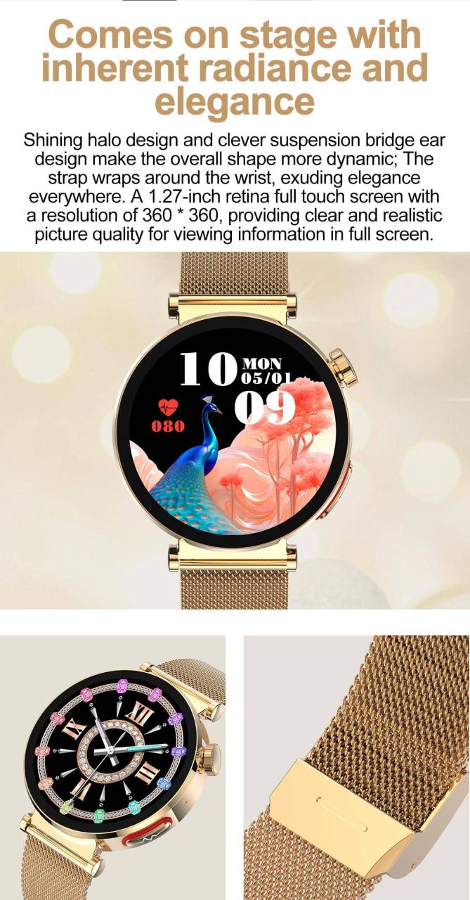 Blood Sugar Blood Pressure Blood Oxygen Monitoring Women‘s Smart Watch