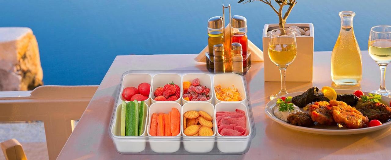 8 Compartments Divided Serving Tray With Handle