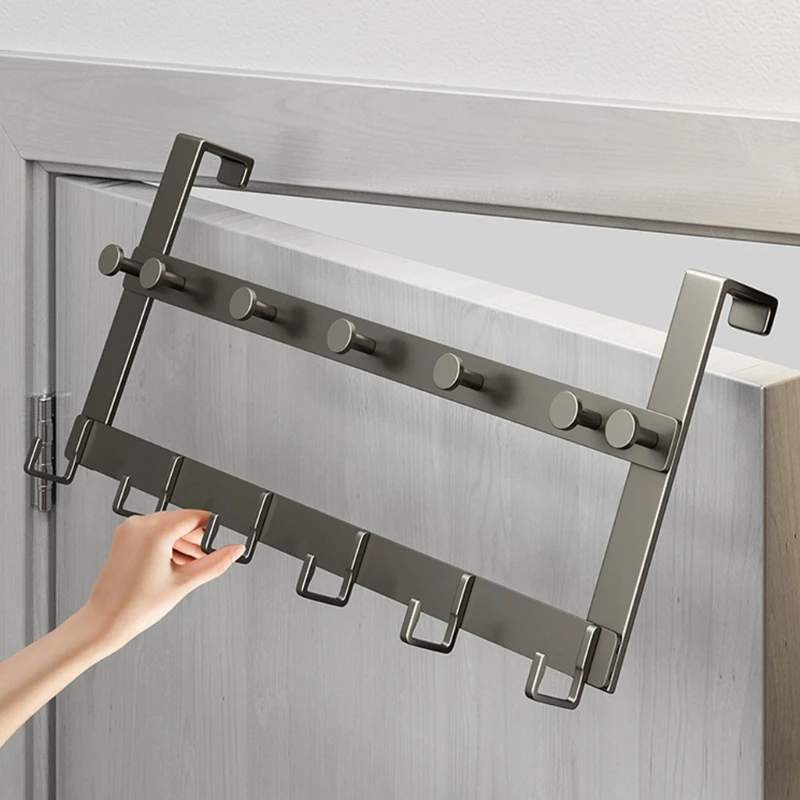 Bathroom Over The Door Hooks Coat Hanging Rack 13 Hooks Punch-free Bag Hanger